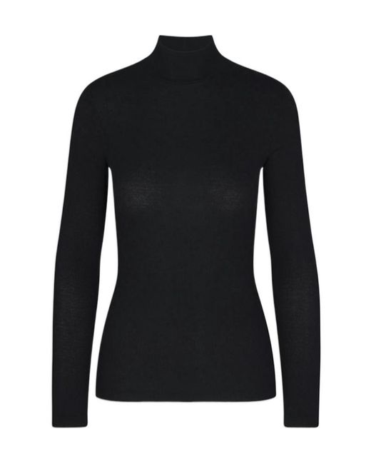 FRAME Black Ribbed High-Neck Top