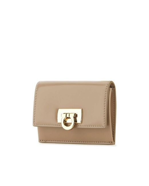 Ferragamo Natural Gancini-Detail Calf-Leather Wallet