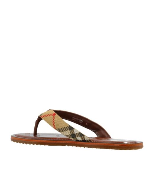 Burberry Brown Check-Pattern Thong Strap Sandals