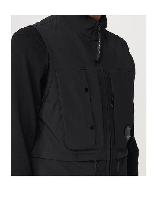 C P Company Black Shell-R Gilet for men