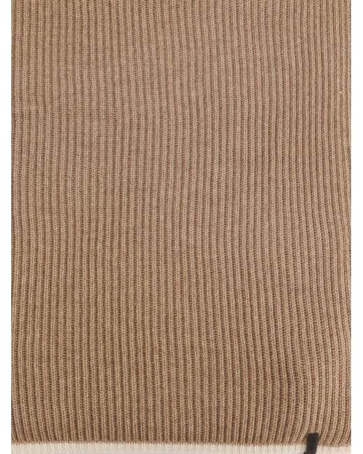 Brunello Cucinelli Natural Monile Ribbed-Knit Scarf