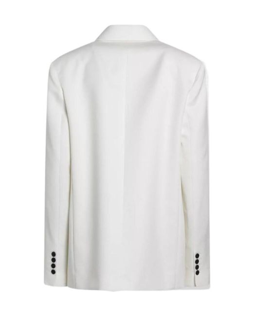 Frankie Shop White Double-Breasted Wool-Blend Jacket