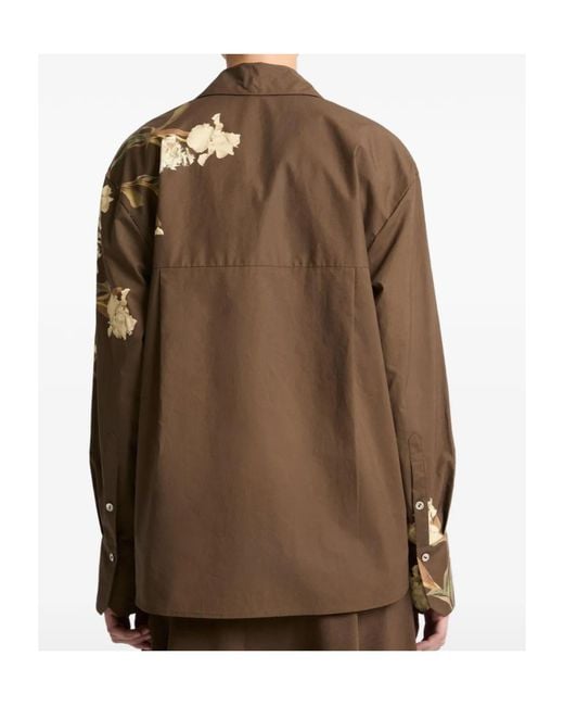 Vince Brown Floral-Print Shirt