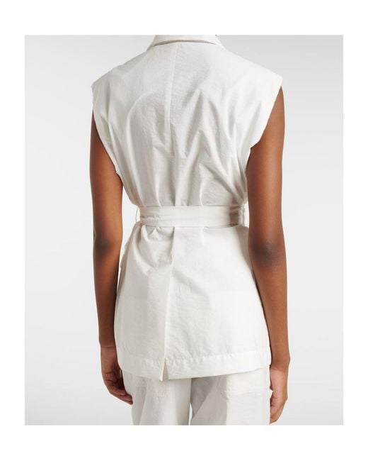 Brunello Cucinelli White Belted Cotton-Blend Vest