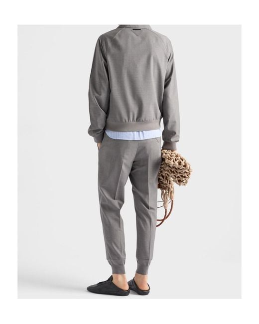 Prada Gray Triangle-Patch Trousers for men