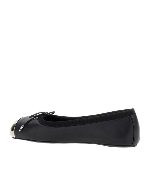 McQueen Black Punk Bow-Detailed Ballet Flats