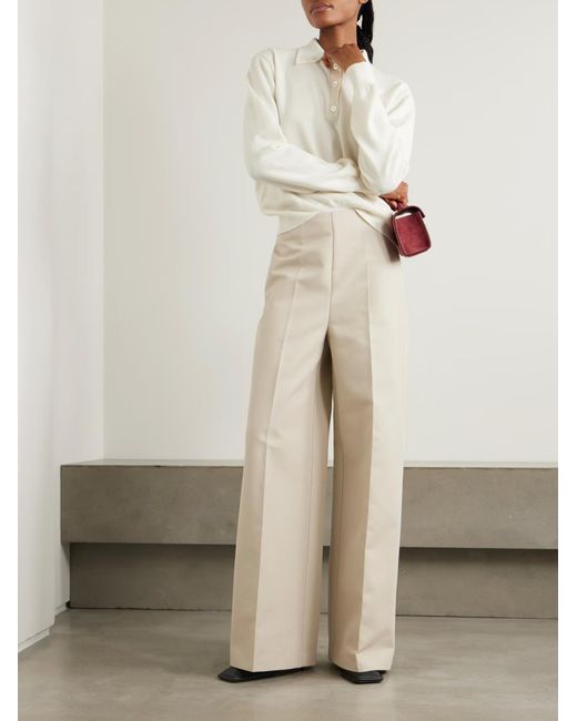 Rohe White Twill Wide-Leg Casual Pants