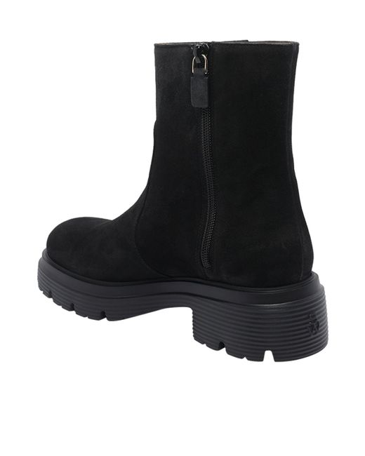 Stuart Weitzman Black Zip-Detail Suede Boots