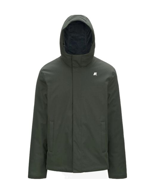 K-Way Green Logo Hooded Casual Jacket for men