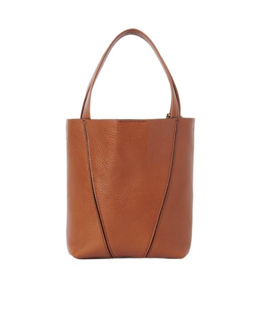 Chloé Brown Chloé Spin Logo Printed Small Top Handle Bag