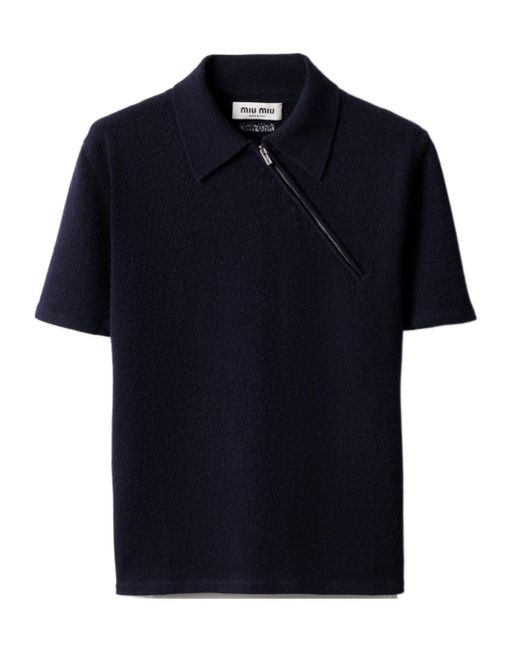 Miu Miu Blue Cashmere Polo Shirt