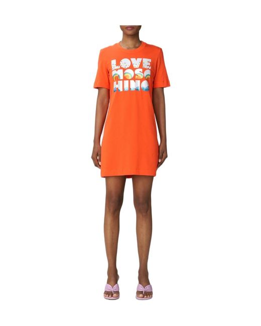 Moschino Orange Logo Details T-Shirt Dress
