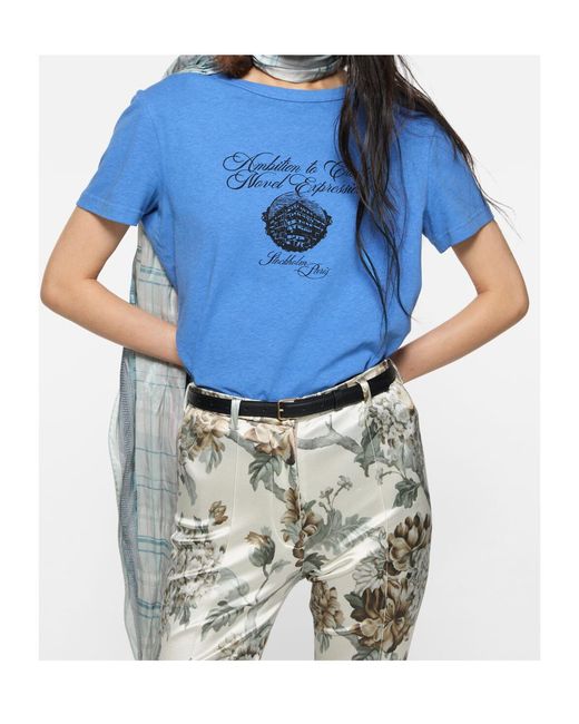 Acne Blue Graphic Jersey T-Shirt