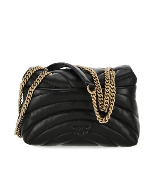 Pinko Black Love Puff Chain Linked Mini Crossbody Bag