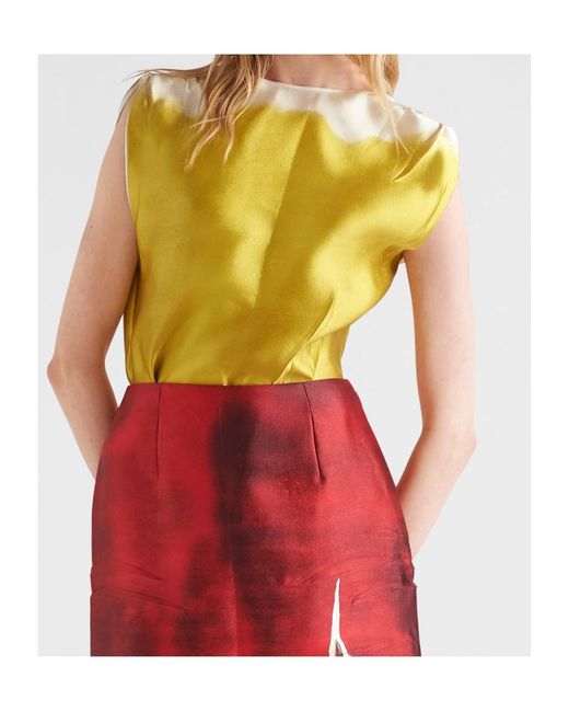 Prada Yellow Crewneck Sleeveless Top
