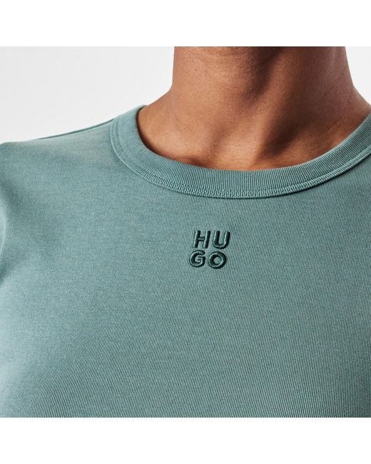 Boss Blue Cotton Cropped Tshirt