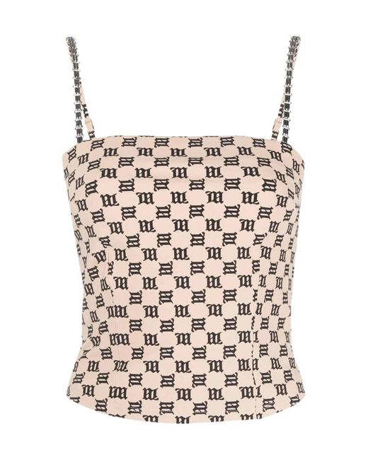 M I S B H V Pink Chain-Embellished Monogram Top