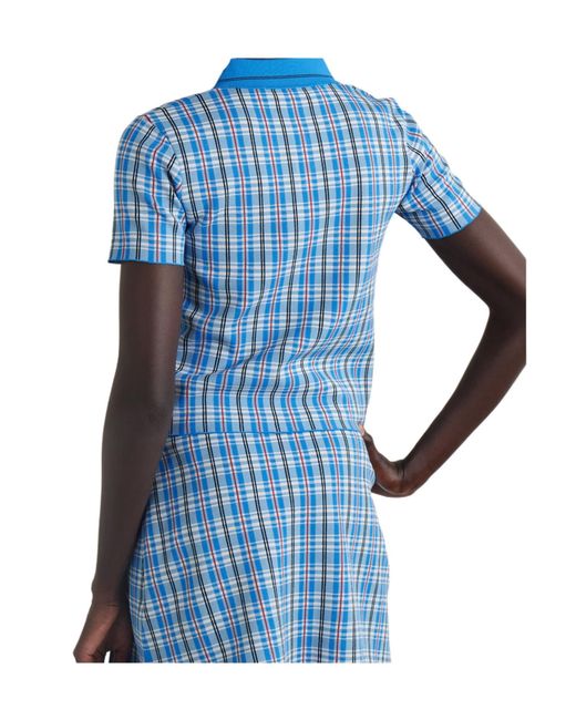 Marni Blue Checked Jacquard-Knit Polo Top