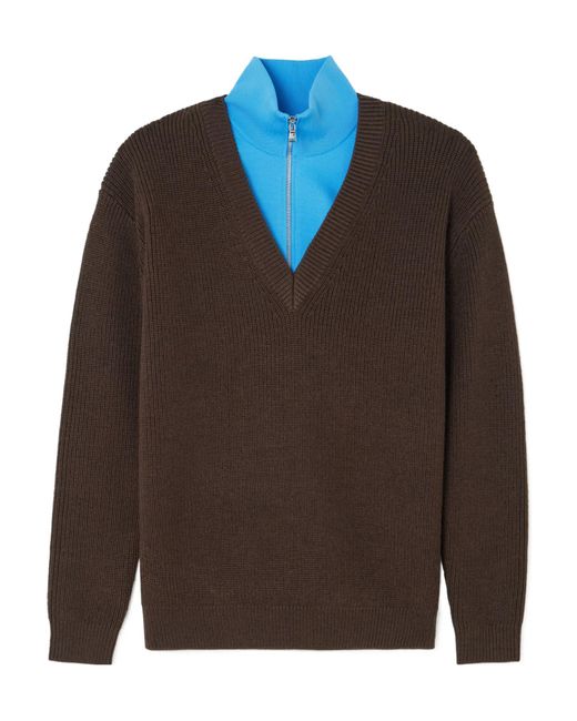 Tibi Brown Blend Half-Zip Sweater