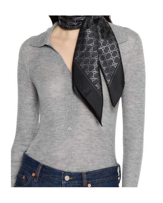 Gucci Black Gg Carré Scarf