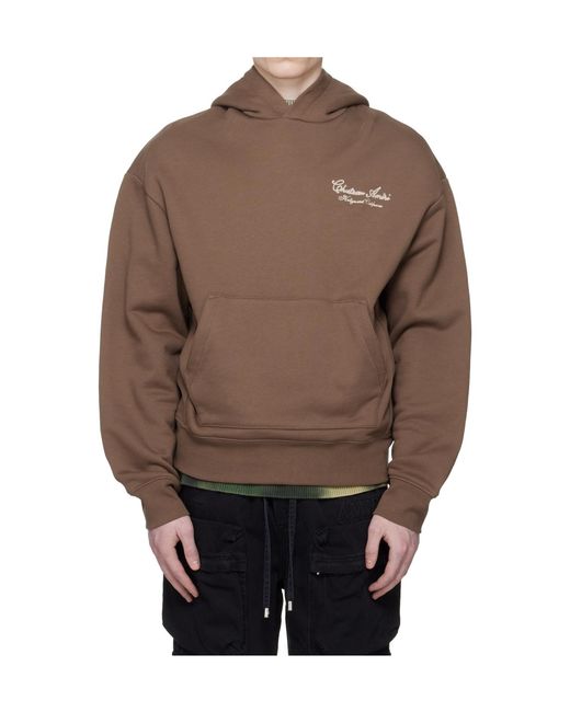 Amiri Brown Embroidered Logo Hoodie for men