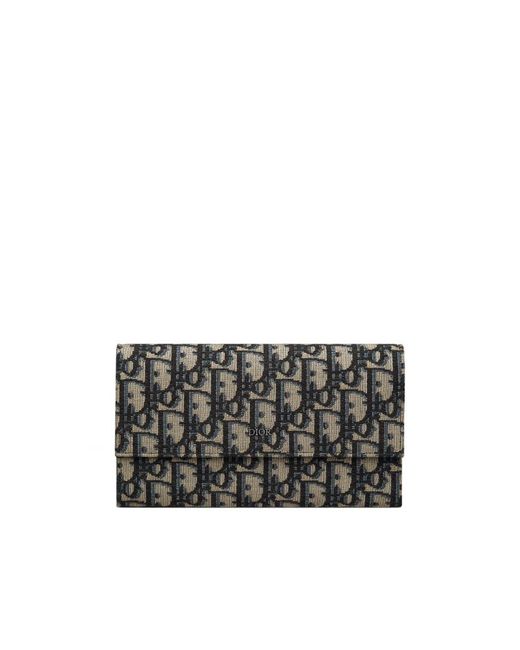 Dior Gray Long Flap Wallet for men