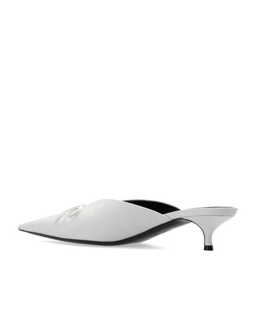 Balenciaga White Knife Bow Detailed Mules