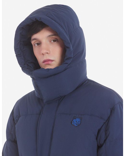 Maison Kitsuné Blue Fox-Appliqué Padded Coat for men