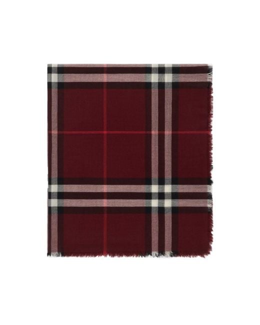 Burberry Red Wide Check Wool Scarf