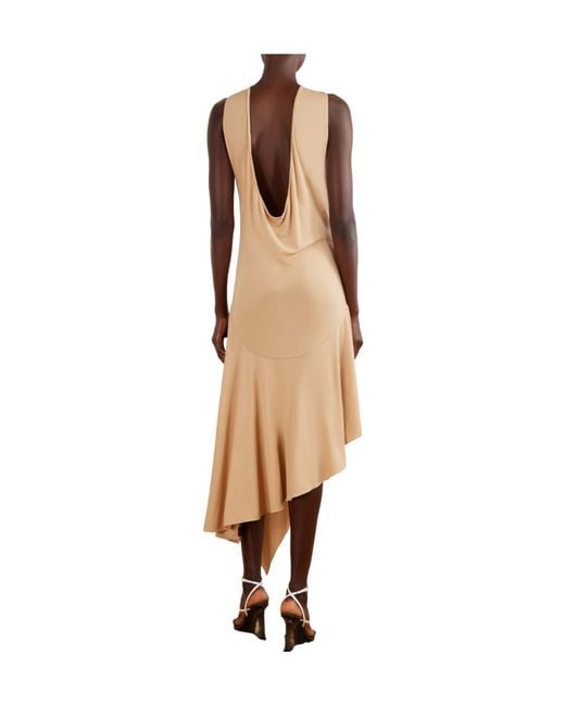 Alaïa Natural Asymmetrical Jersey-Crepe Midi Dress