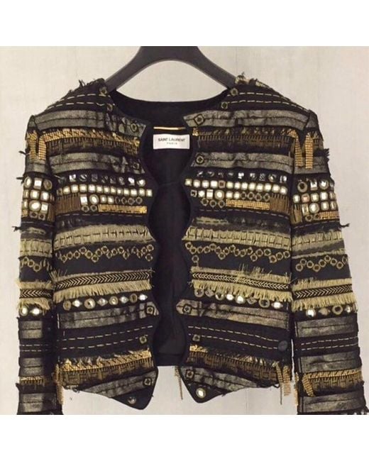 Saint Laurent Black Embroidered Fitted Jacket