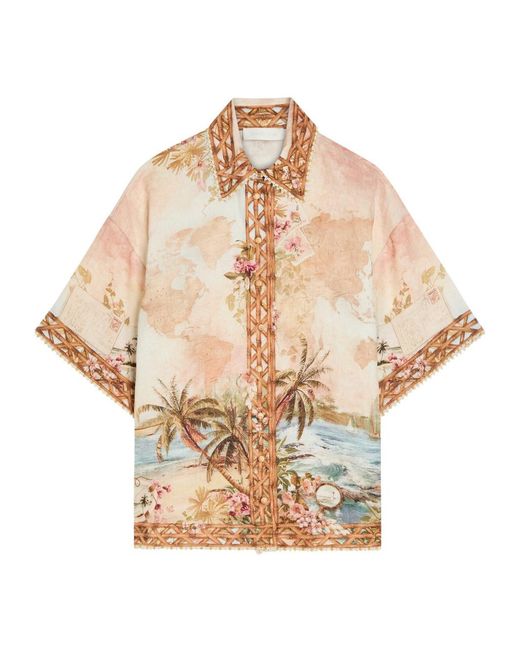 Zimmermann Natural Mohan Printed Linen Shirt