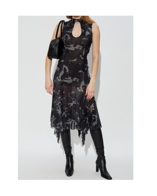 M I S B H V Black Transparent Printed Dress