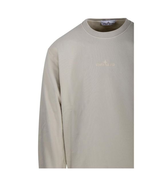 Stone Island Gray Logo Embroidered Crewneck Sweatshirt for men
