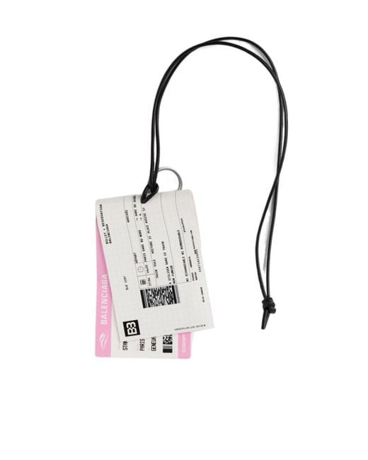 Balenciaga Pink Train Ticket Keyring for men