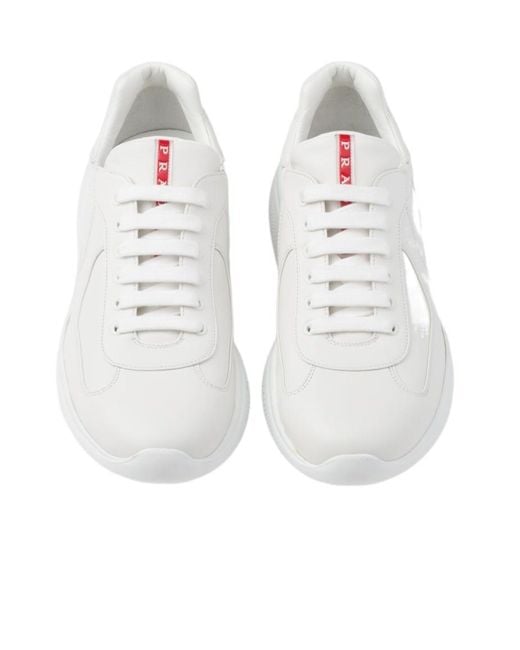 Prada White America's Cup Lace-Up Trainers for men