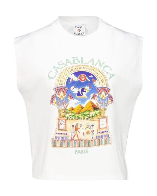 Casablanca White Egyptian Arch Sleeveless T-Shirt