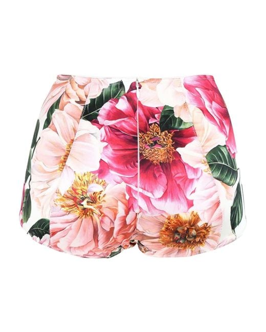 Dolce & Gabbana Pink Floral Printed Satin Shorts
