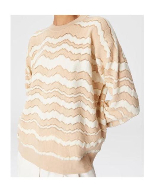 Missoni Natural Crewneck Pullover With Tone-On-Tone Zigzag