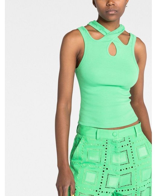 MSGM Green Cut-Out Tank Top