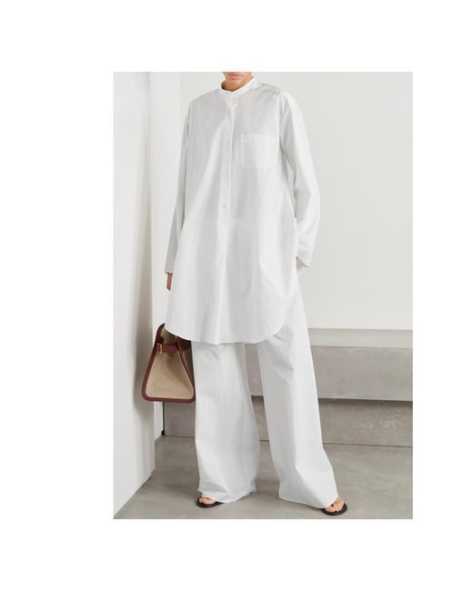 The Row White Come Long-Sleeved Blouse