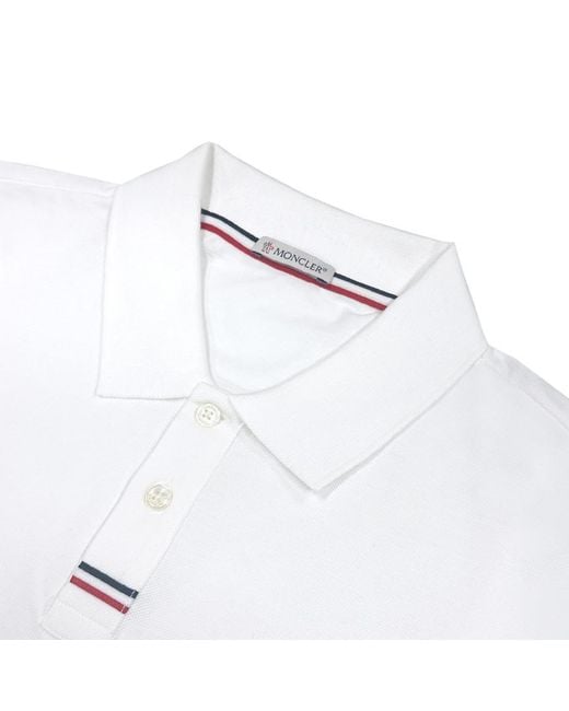 Moncler White Logo Short-Sleeved Polo Shirt for men