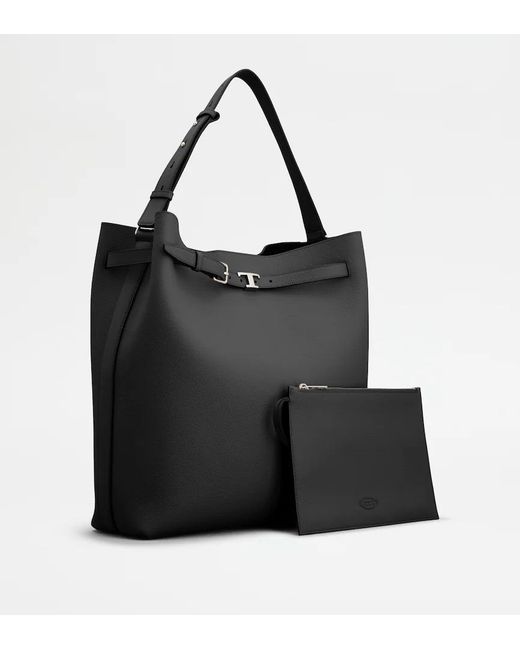 Tod's Black Leather Belted Tote Bag for men