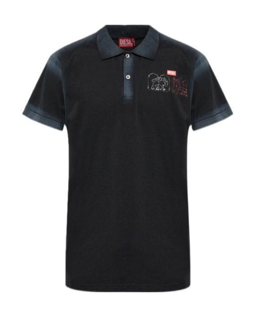 DIESEL Black T-Noah-Nc Short-Sleeved Polo Shirt for men