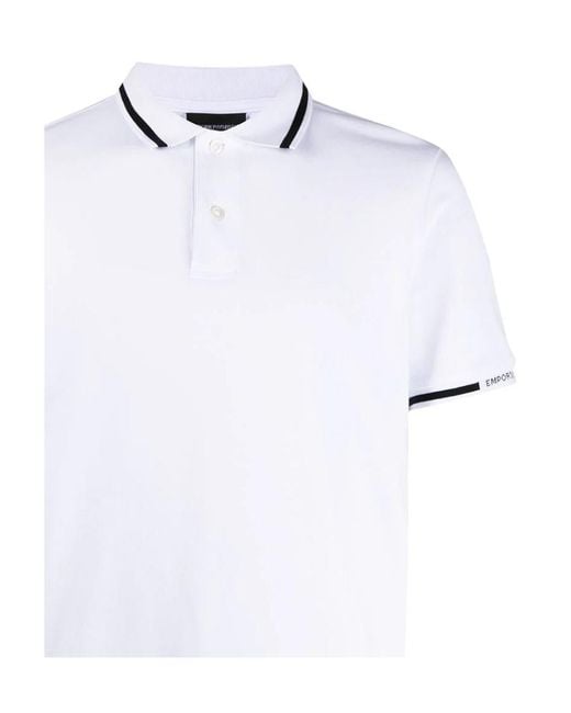 Emporio Armani White Stripe-Detail Polo Shirt for men