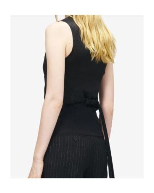 McQueen Black Wool Pinstripe Waistcoat