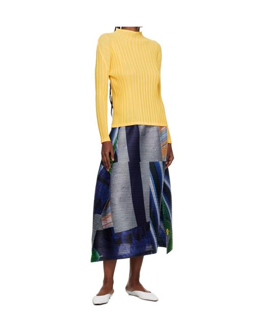 Pleats Please Issey Miyake Yellow Rib Pleats January Knitwear