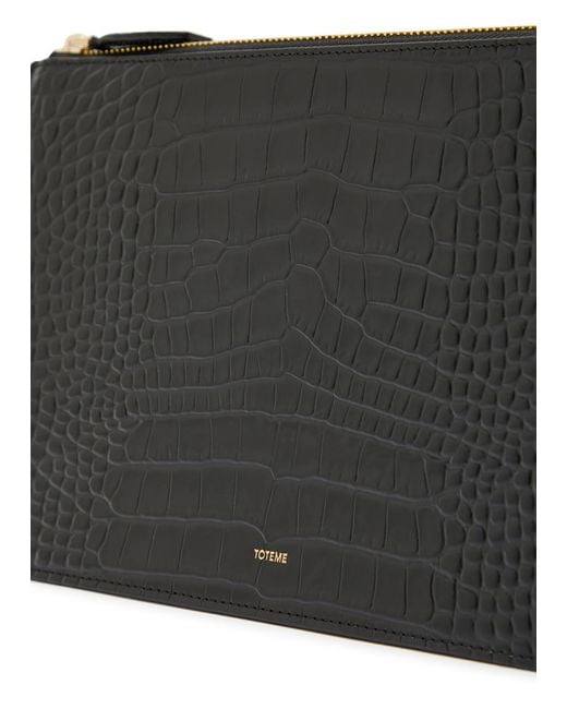 Totême Black Crocodile Pattern Leather Clutch Bag