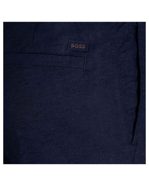 Boss Blue Drawstring-Waist Bermuda Shorts for men