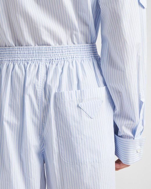 Prada Blue Striped Knee-Length Deck Shorts for men